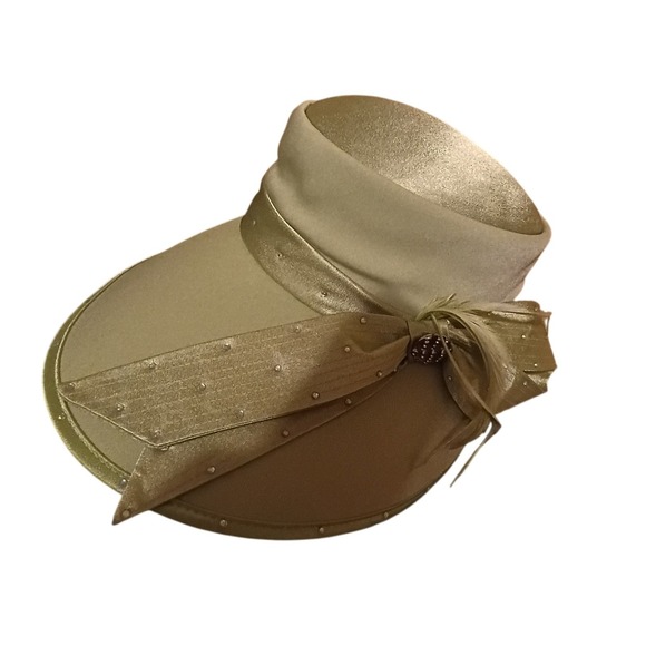 ML Studio Accessories - ML Studio Womens Chartreuse Green Dress Hat Bow Feathers Rhinestones One Size